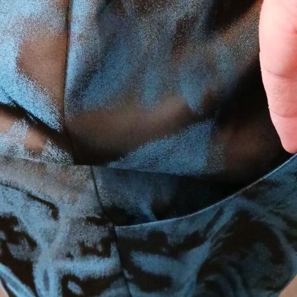 Strapless Pleated Mini Dress‎ Teal & Black Pockets Size 4 - Picture 4 of 13